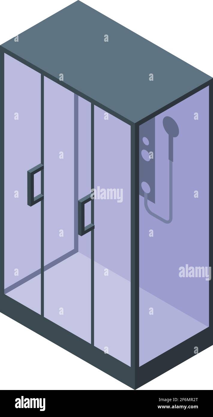 Domestic shower stall icon. Isometric of Domestic shower stall vector ...