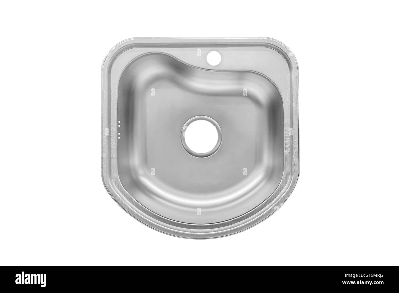 New modern silver color metal sink isolated on white background. Stock Photo
