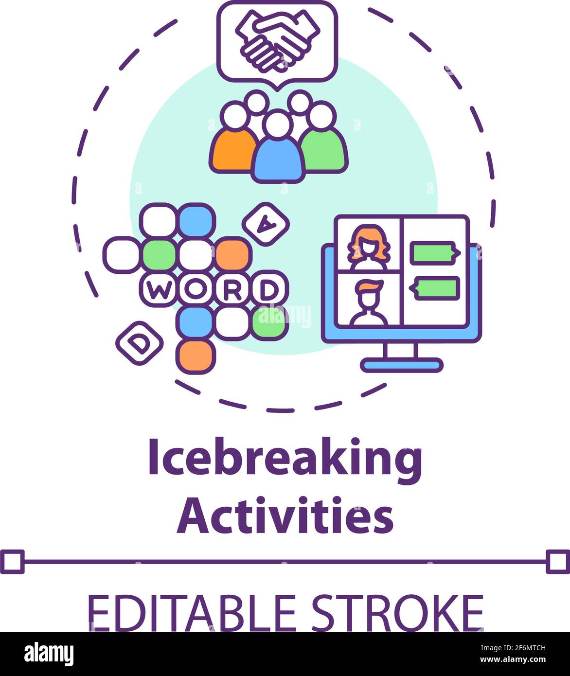 Icebreaking activities concept icon Stock Vector