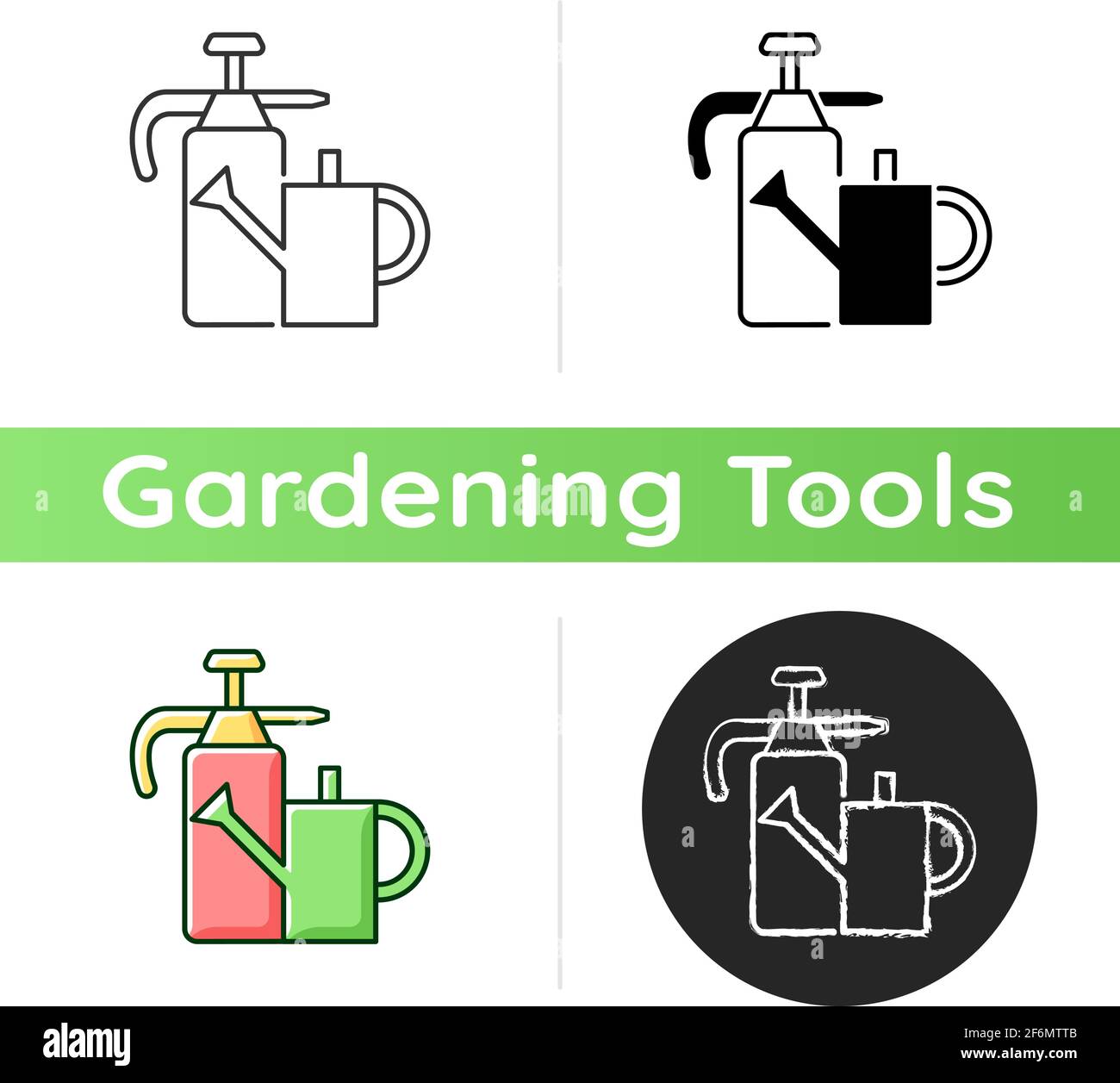 Watering can and hand sprayer icon Stock Vector
