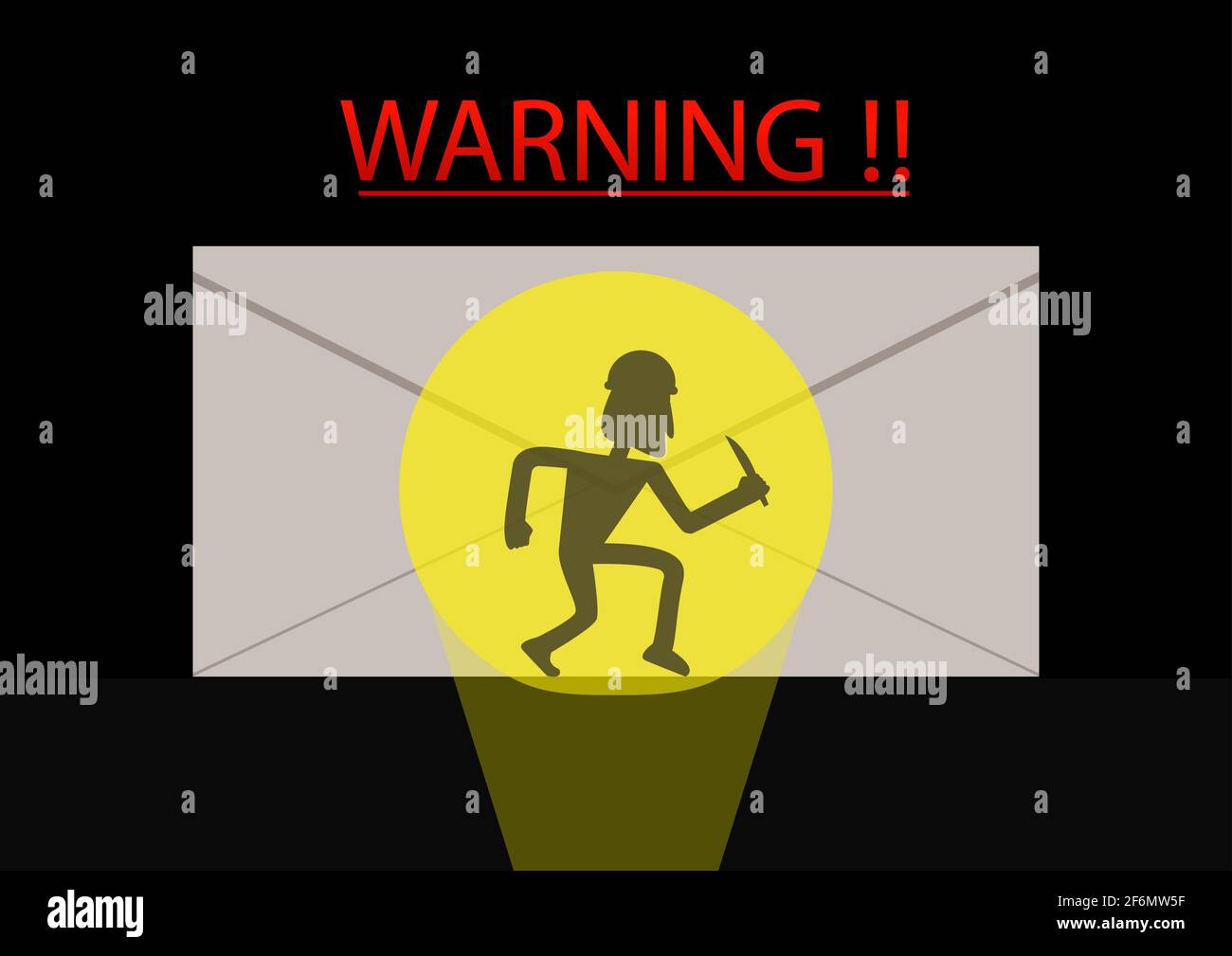 Detected thief in phishing mail, vector art Stock Vector