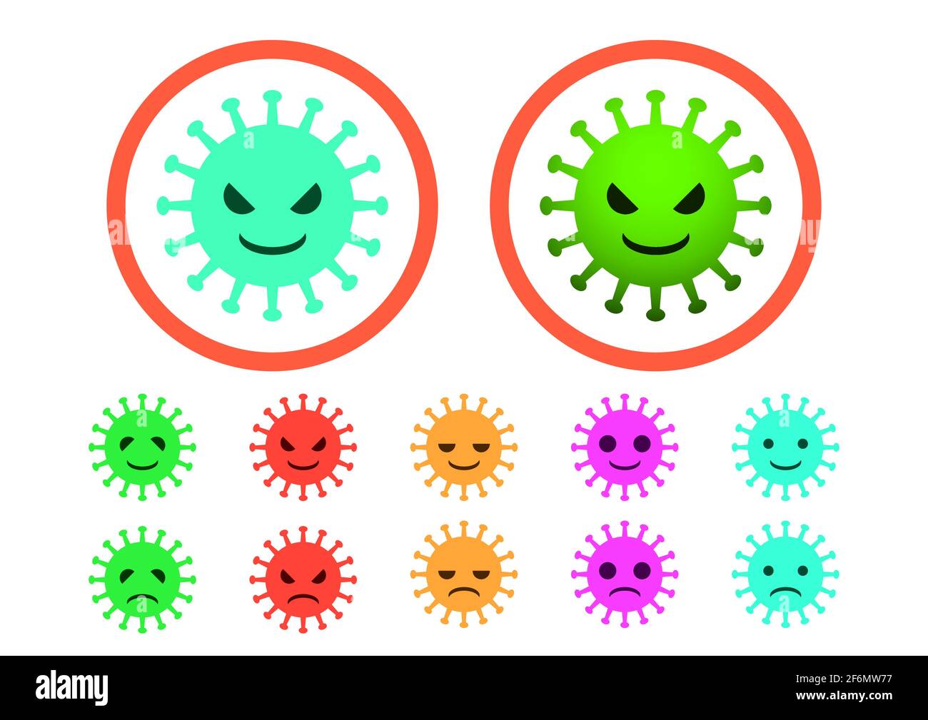 Isolated Flat Virus and Cancer on white, vector art Stock Vector