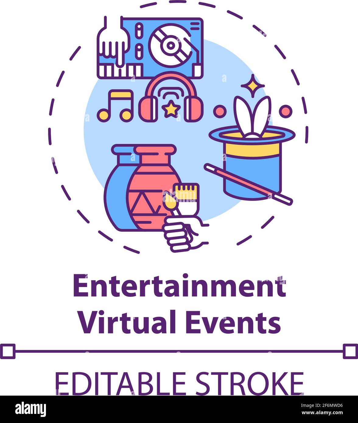 Entertainment virtual events concept icon Stock Vector