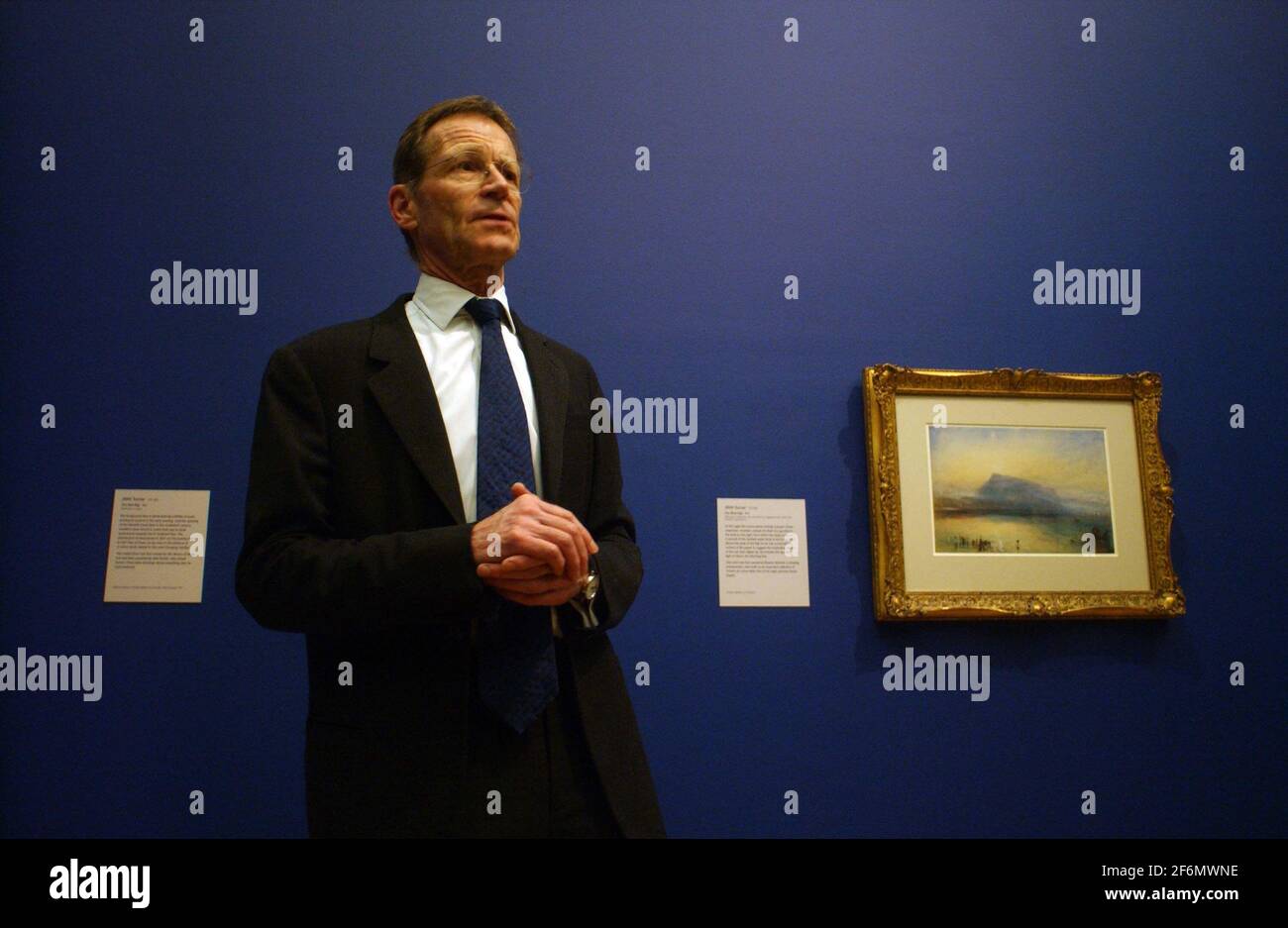 DIRECTOR OF THE TATE , NICHOLAS SEROTA,WITH TURNERS BLUE RIGI,WHICH HAS ...