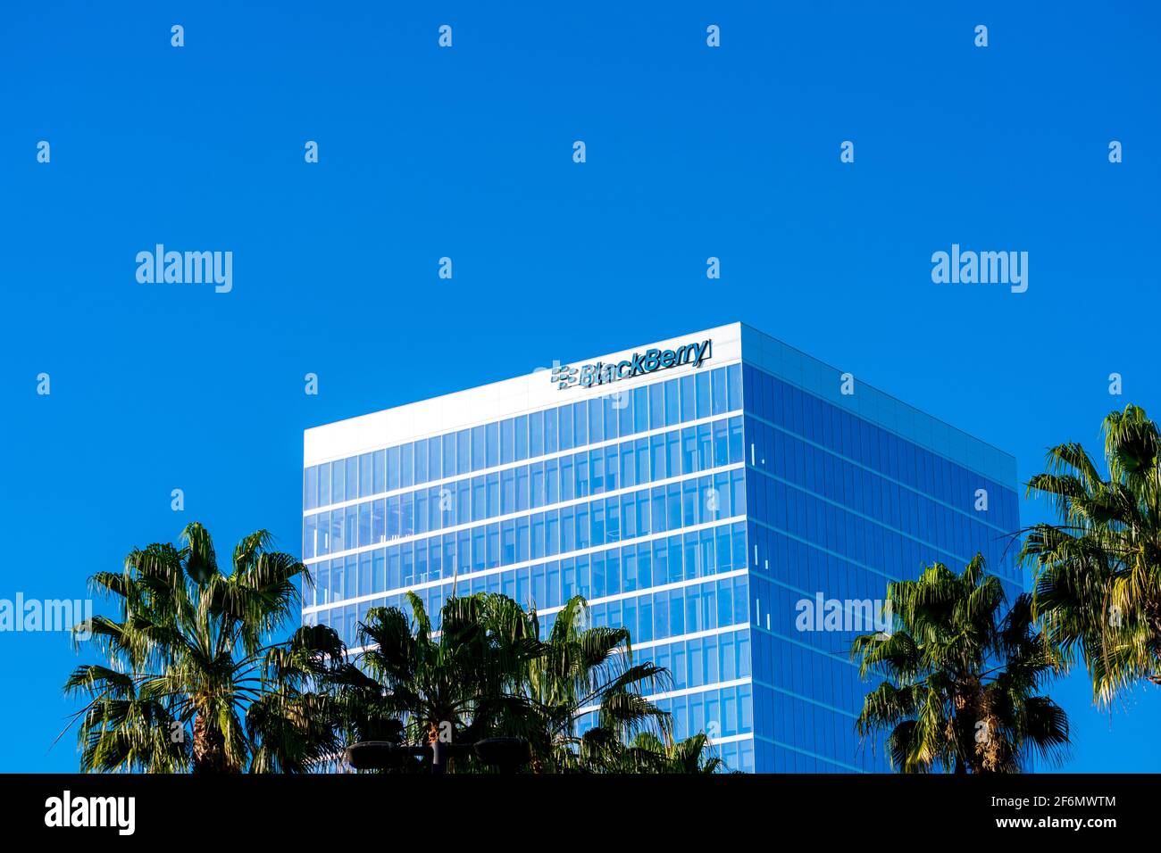 BlackBerry Limited campus exterior. BlackBerry Ltd, former developer of the BlackBerry smartphones, specializes in enterprise software and IOT - Irvin Stock Photo