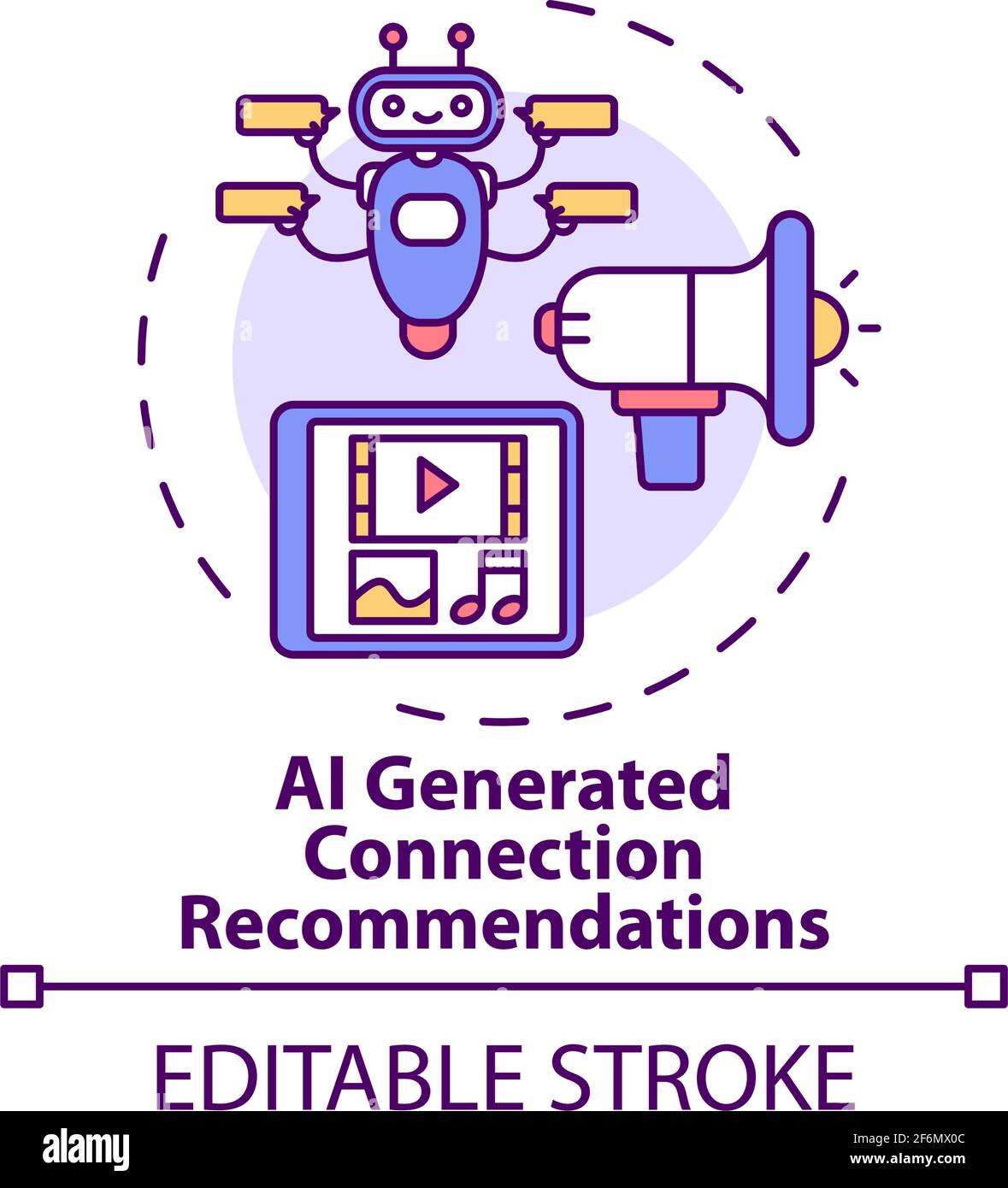 AI generated connection recommendations concept icon Stock Vector