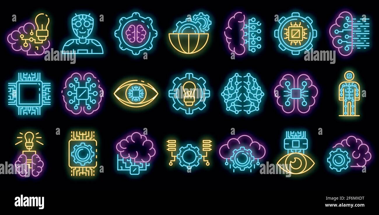 Artificial intelligence icons set. Outline set of artificial ...