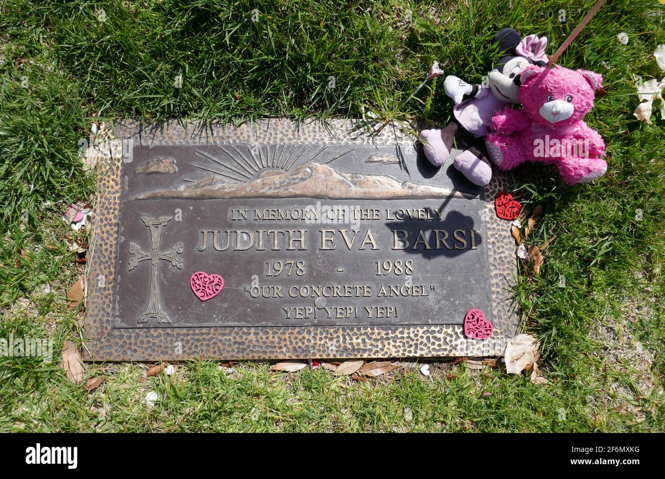 Los Angeles, California, USA 30th March 2021 A general view of atmosphere of actress Judith Barsi's Grave at Forest Lawn Memorial Park Hollywood Hills on March 30, 2021 in Los Angeles, California, USA. Photo by Barry King/Alamy Stock Photo Stock Photo
