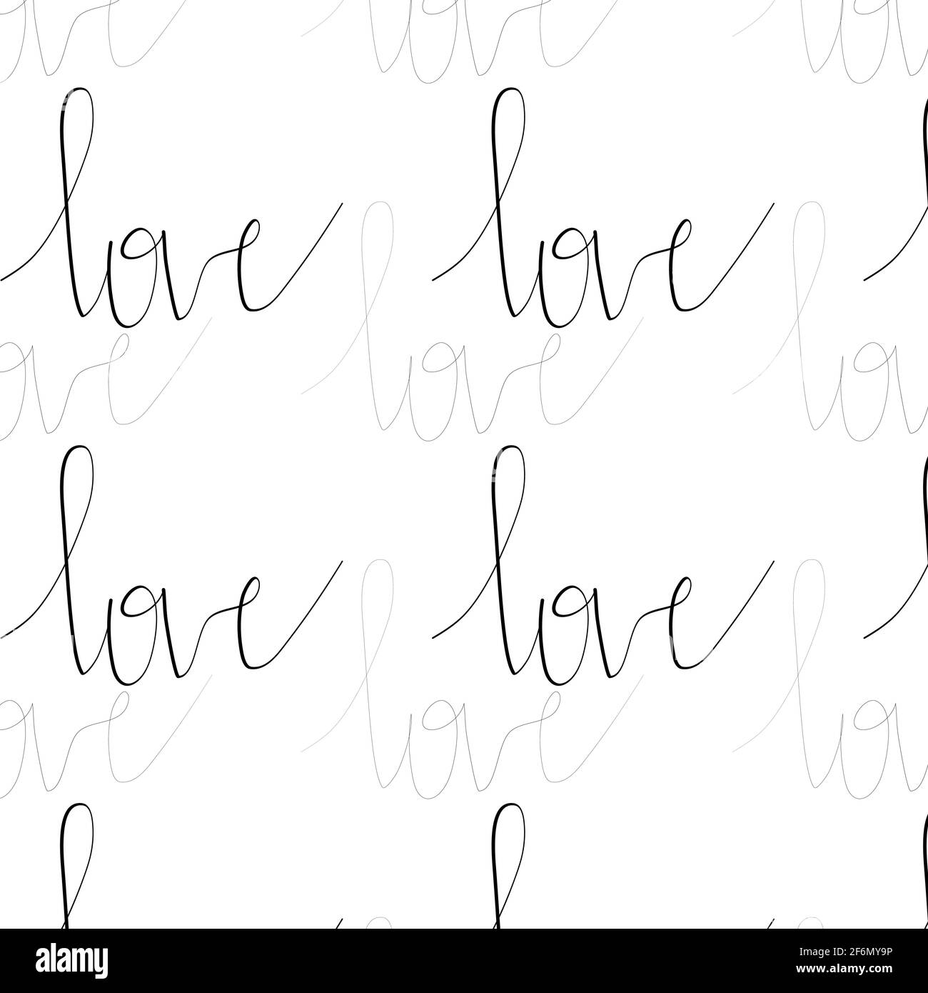 Seamless pattern with text love hand writing on white Stock Vector