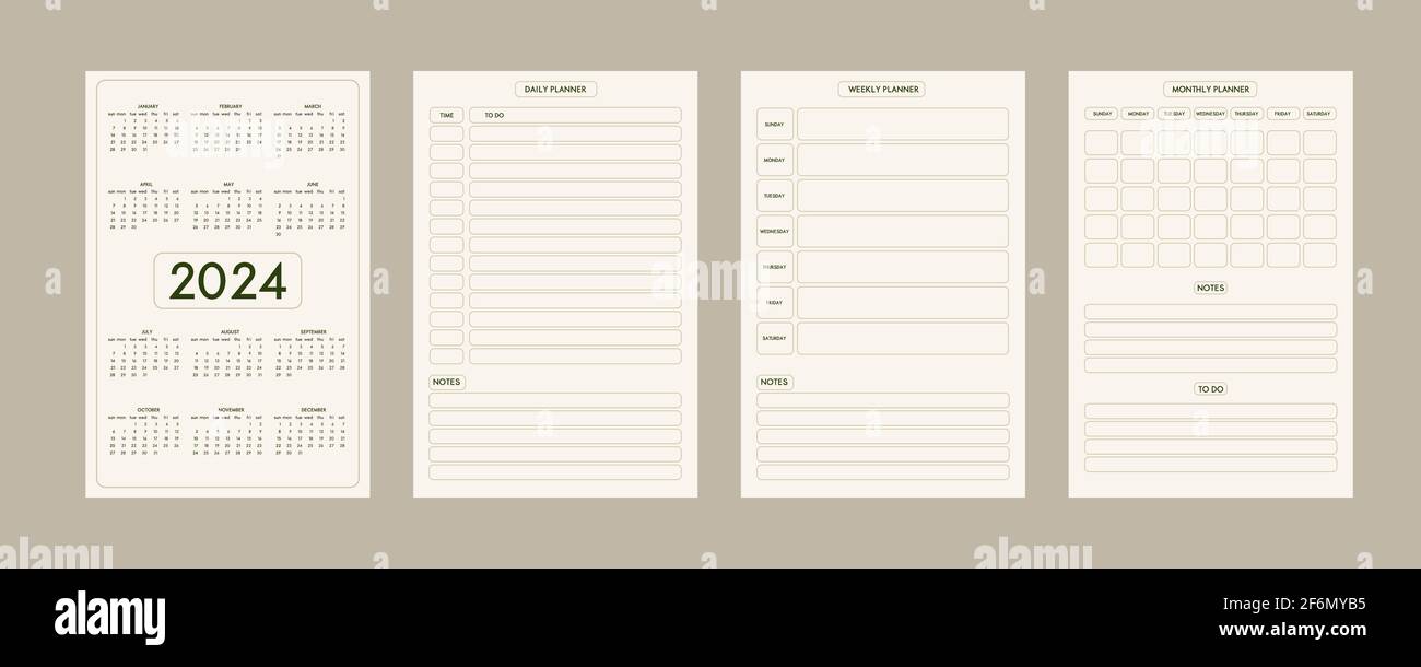 2024 calendar daily weekly monthly personal planner diary template