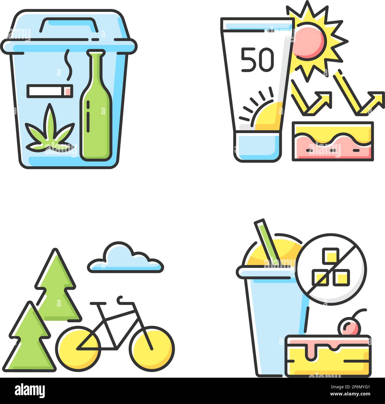 Healthy habits RGB color icons set Stock Vector Image & Art - Alamy