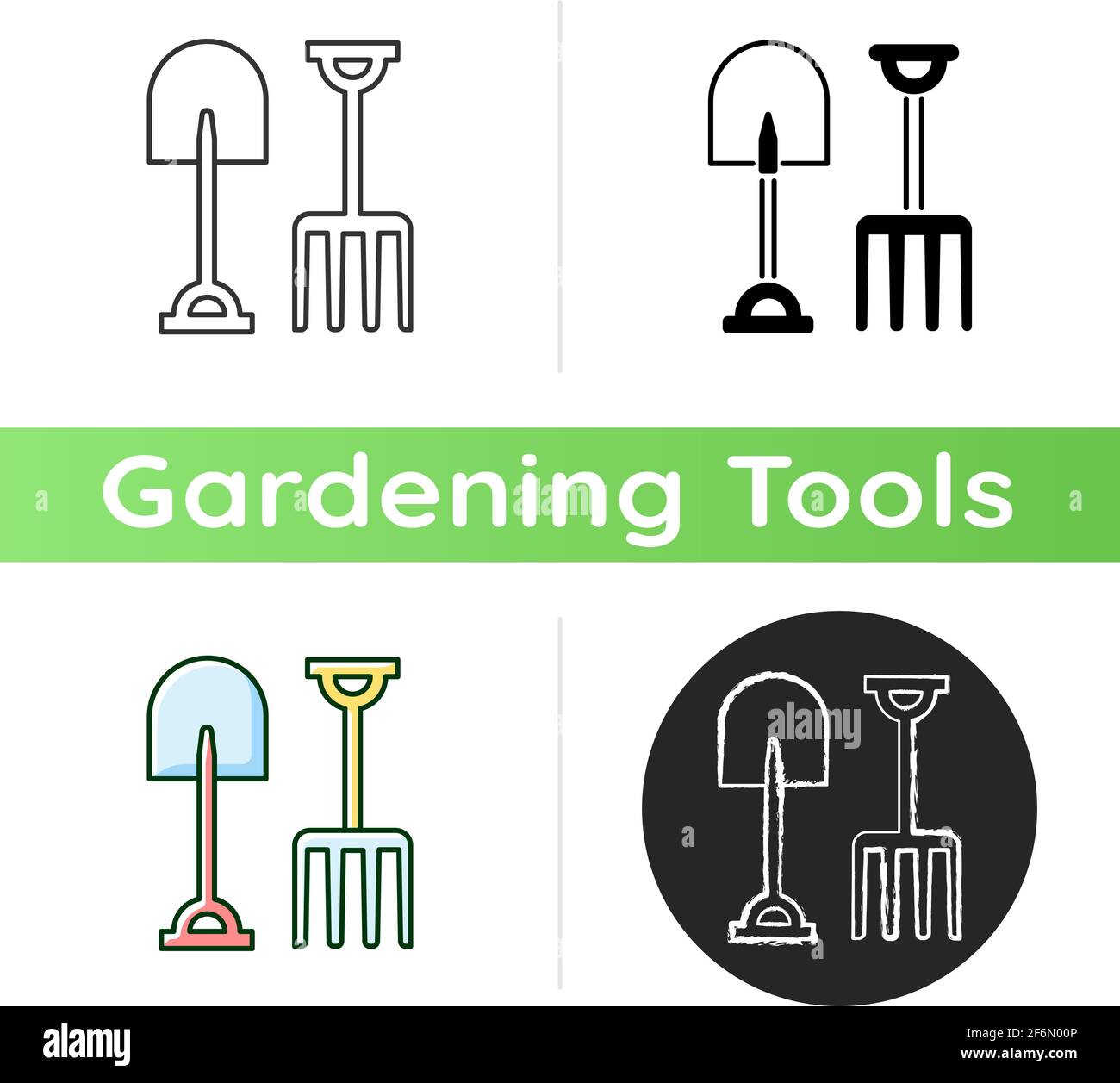 Garden fork and spade icon Stock Vector