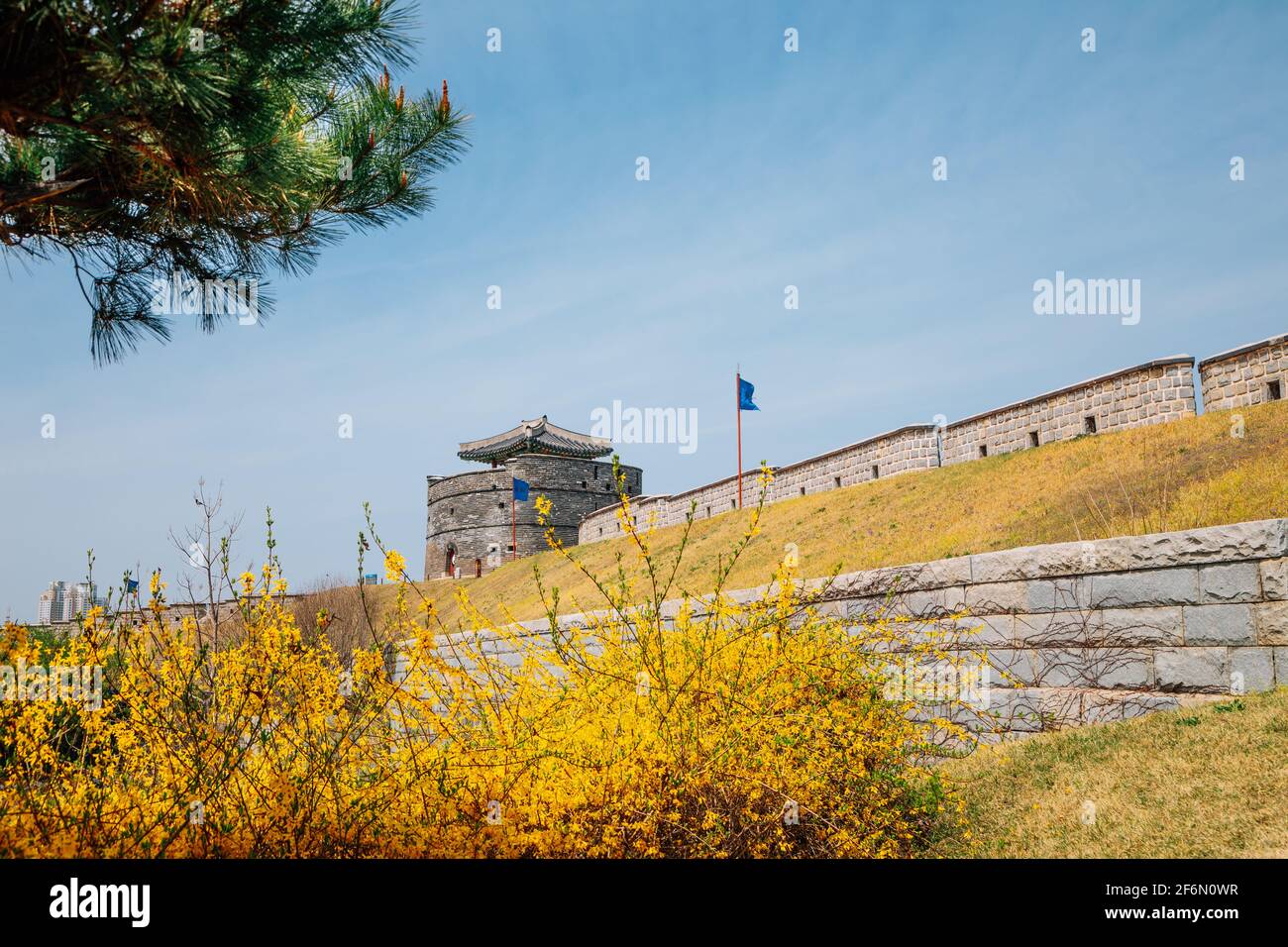Suwon fortress blue flag hi-res stock photography and images - Alamy