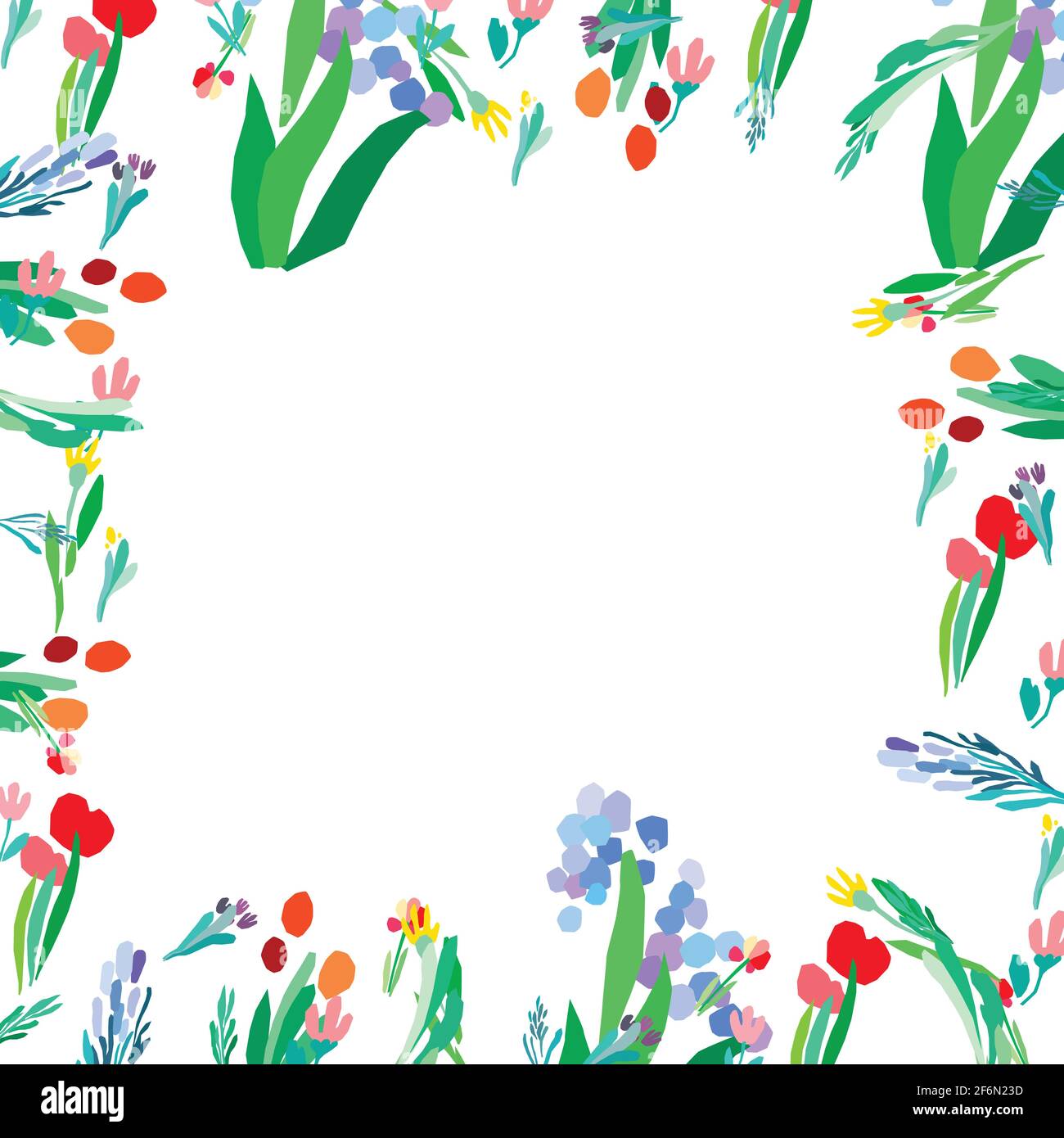 Vector floral frame. Abstract flowers on white background Stock Vector ...