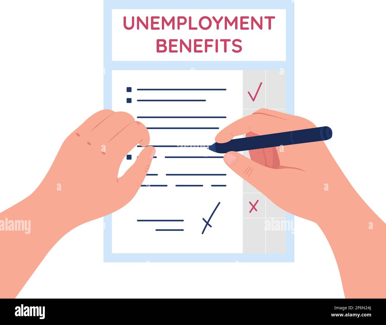 Unemployment benefits document flat concept vector illustration Stock Vector