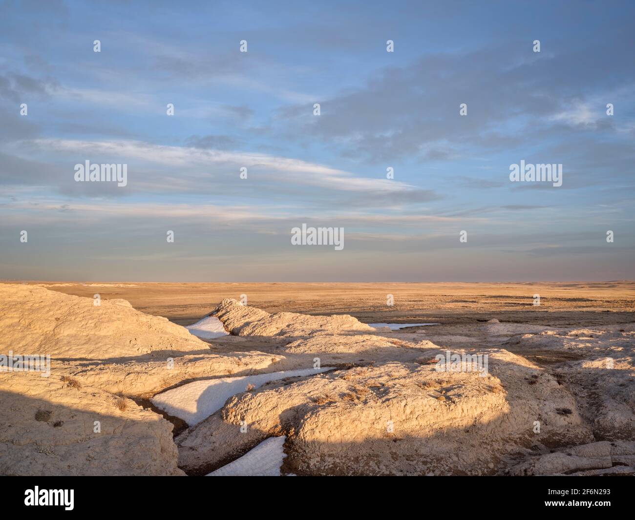 Early spring or winter over badlands in Pawnee National Grassland in