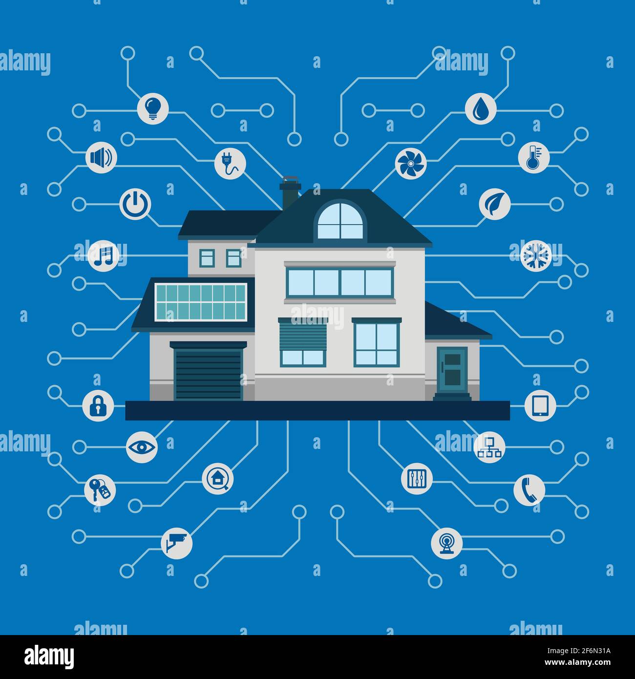 Smart home. Flat design style illustration concept of smart house technology. Stock Vector