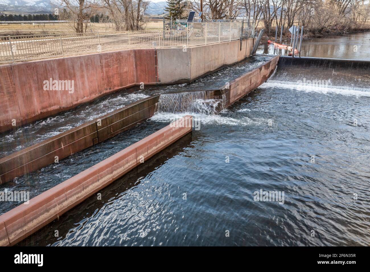 fish ladder at water diversion dam Watson Lake Dam on the Poudre
