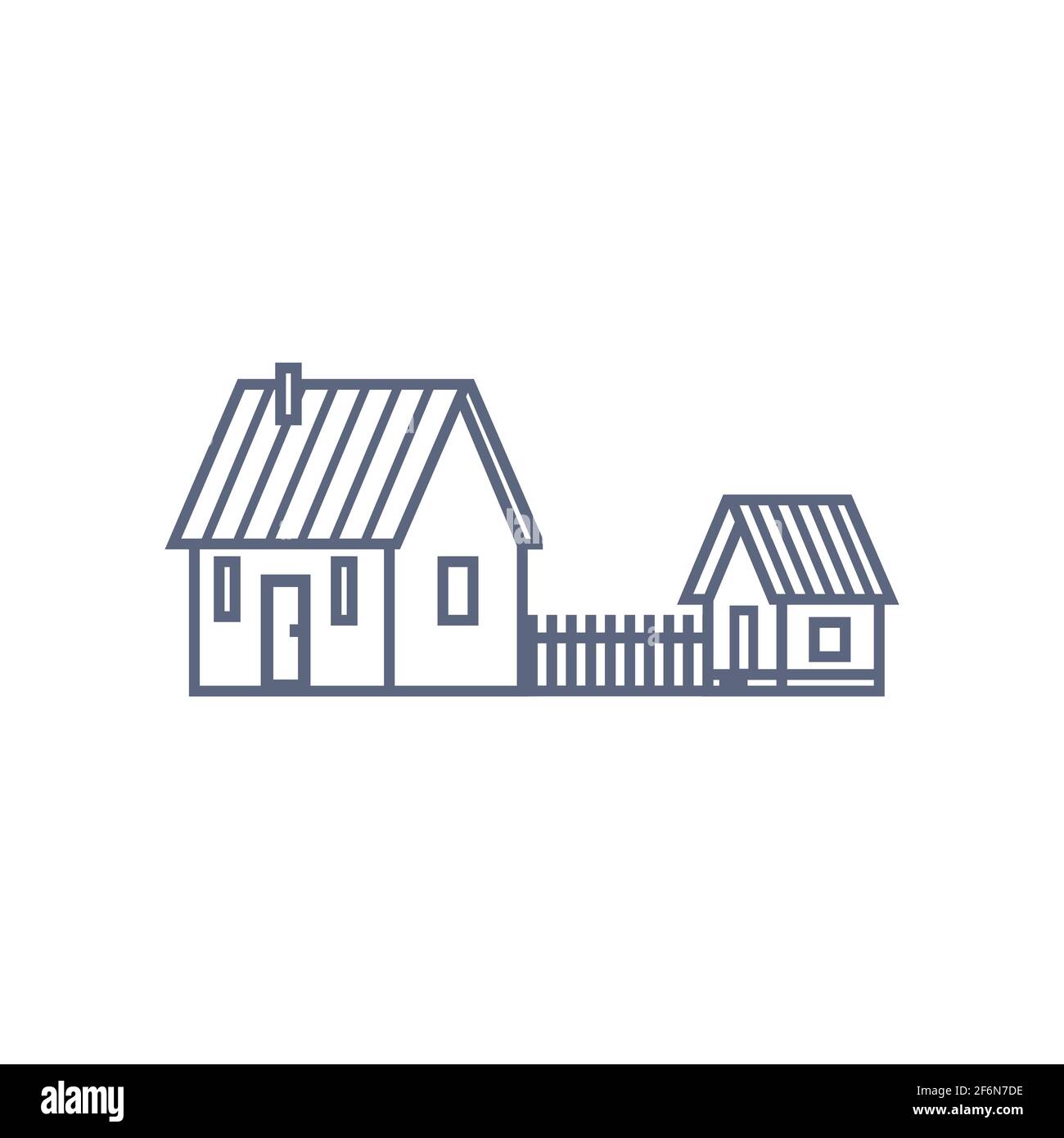 Cottage line icon - village house or wooden cabin in linear style on ...