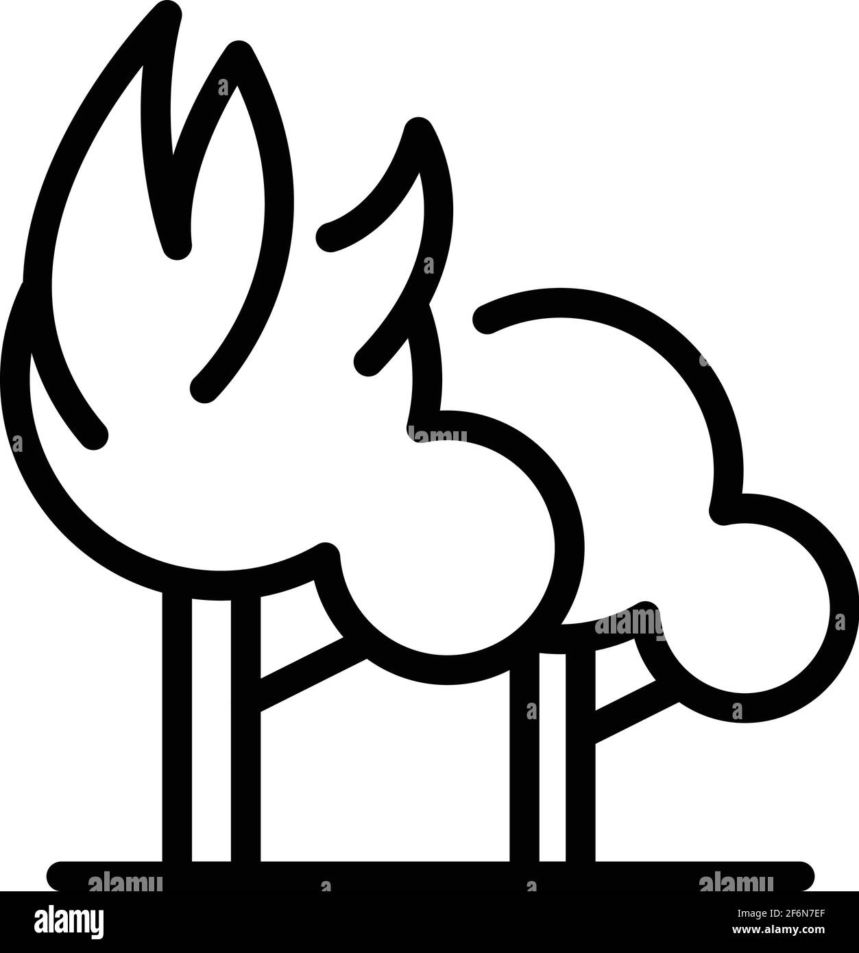 Dry tree burning icon. Outline Dry tree burning vector icon for web