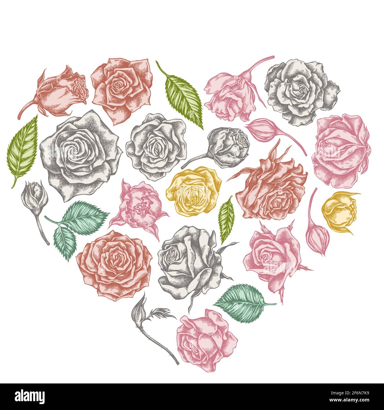 Heart floral design with pastel roses Stock Vector Image & Art - Alamy