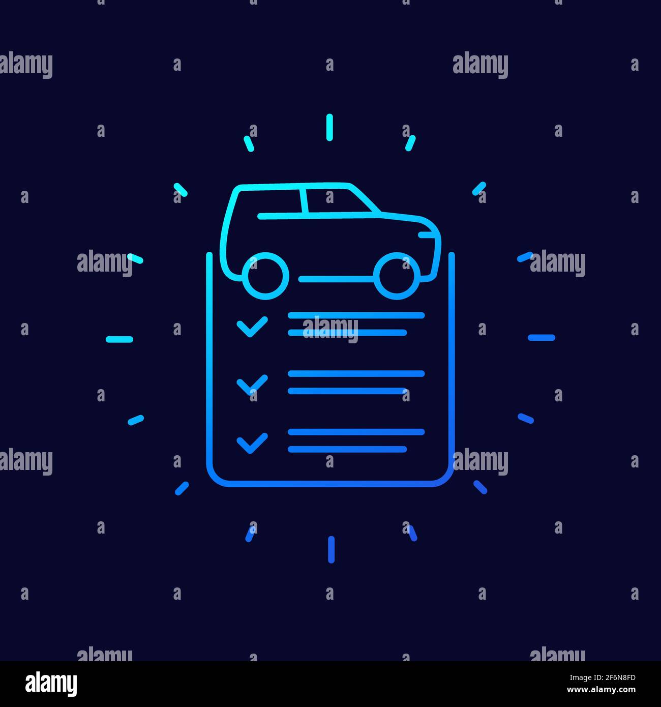 car service list line icon, vector Stock Vector