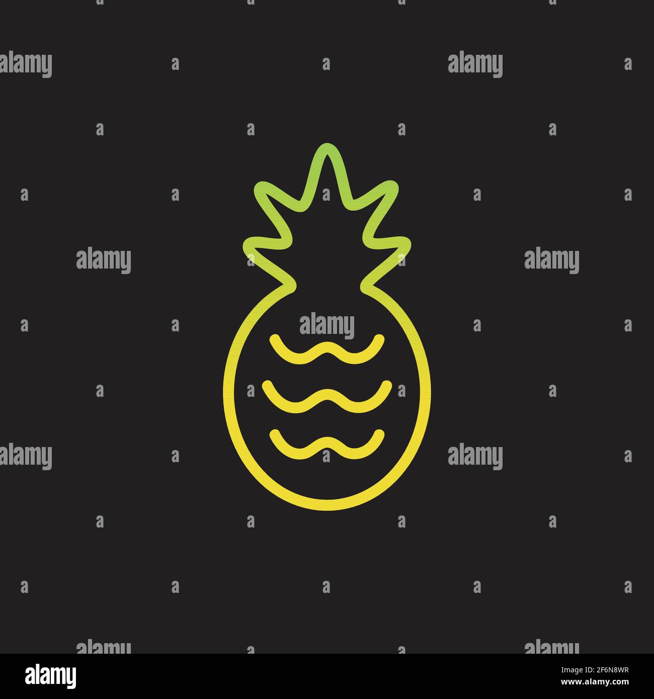 Pineapple simple vector gradient cute fruit icon Stock Vector
