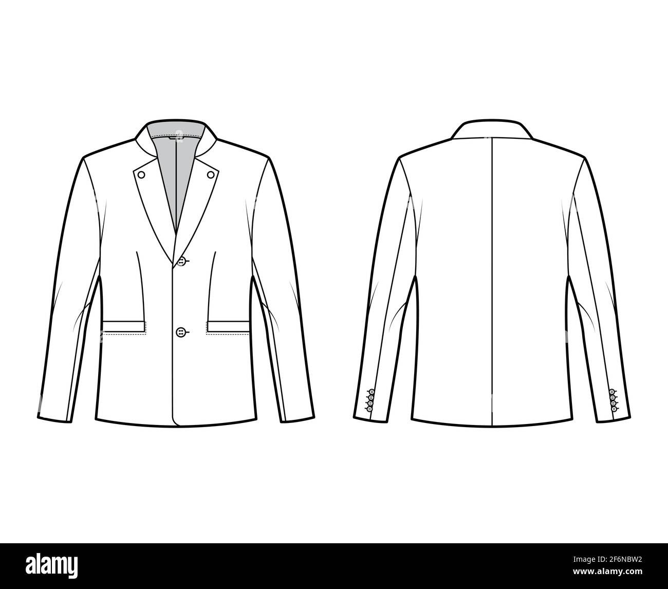 Tyrolean jacket tuxedo technical fashion illustration with long sleeves ...