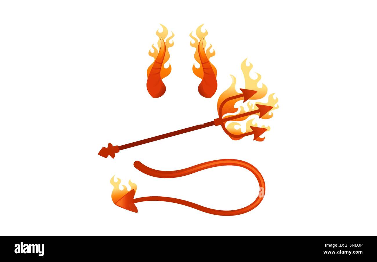 Devil horn and tail red satan trident carnival party head accessory