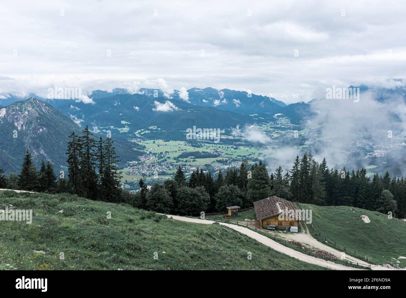 Beautiful landscape of the bavarian valley from Mount Jenner in Germany ...