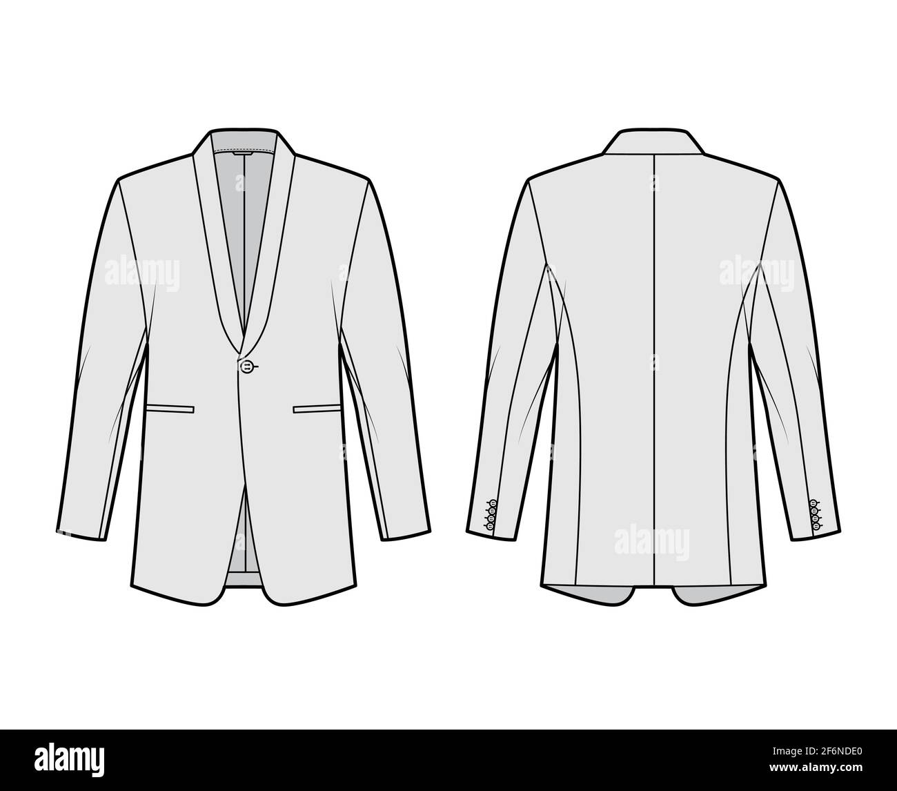 Dinner jacket tuxedo suit technical fashion illustration with long ...