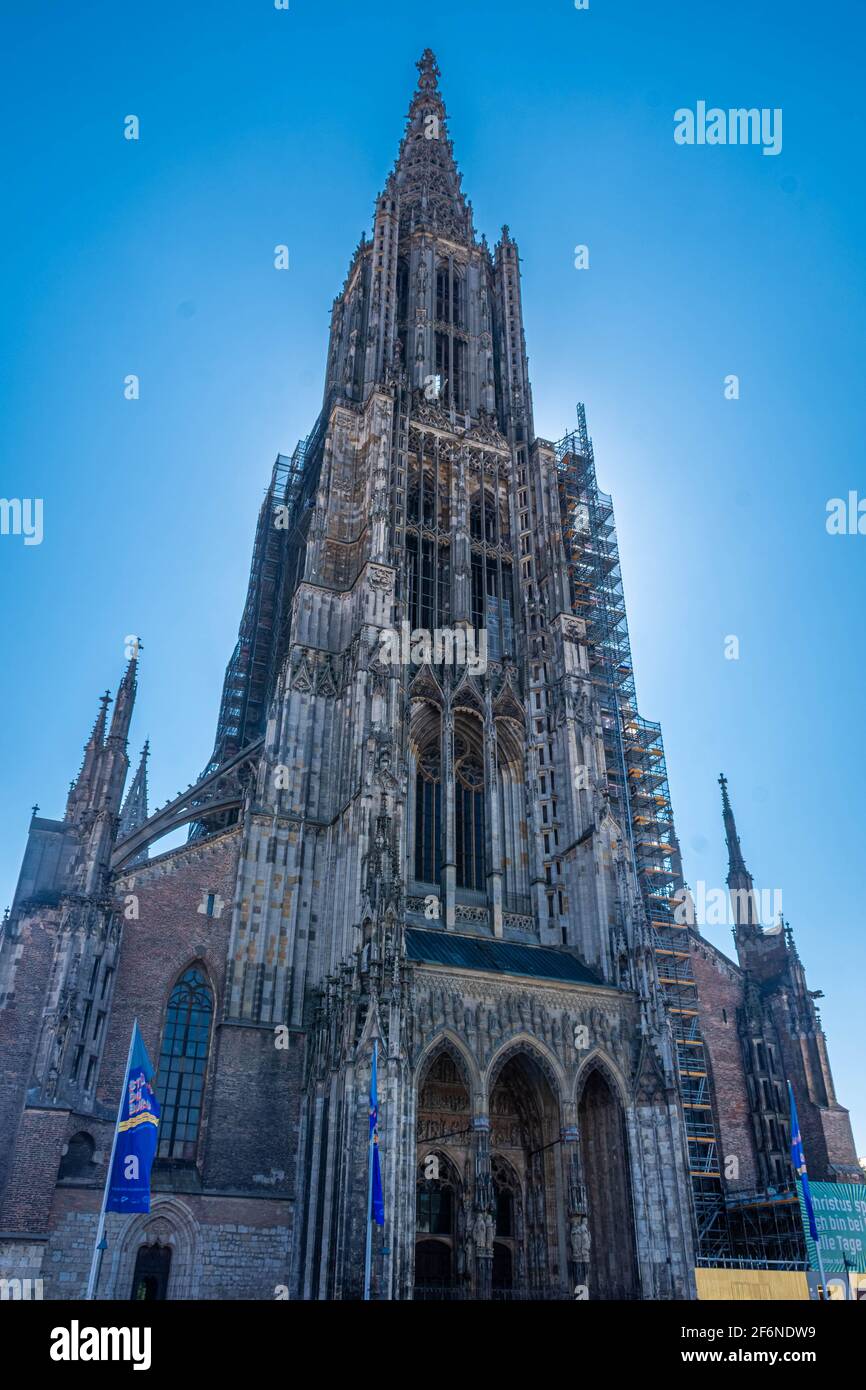 The belltower of Ulm Cathedral, the tallest church in the world, Germany Stock Photo Alamy