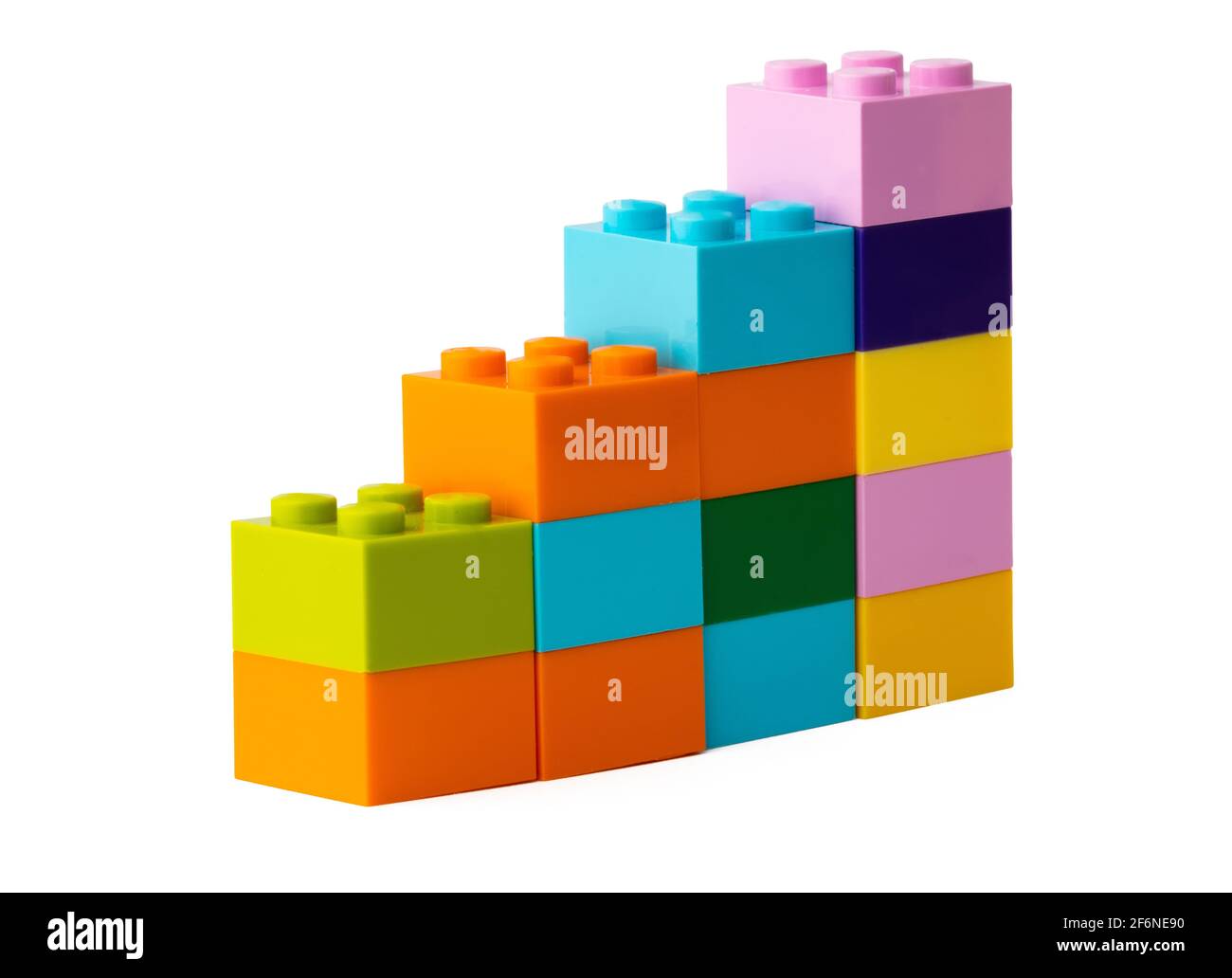 Colorful plastic toy building blocks isolated on white Stock Photo - Alamy