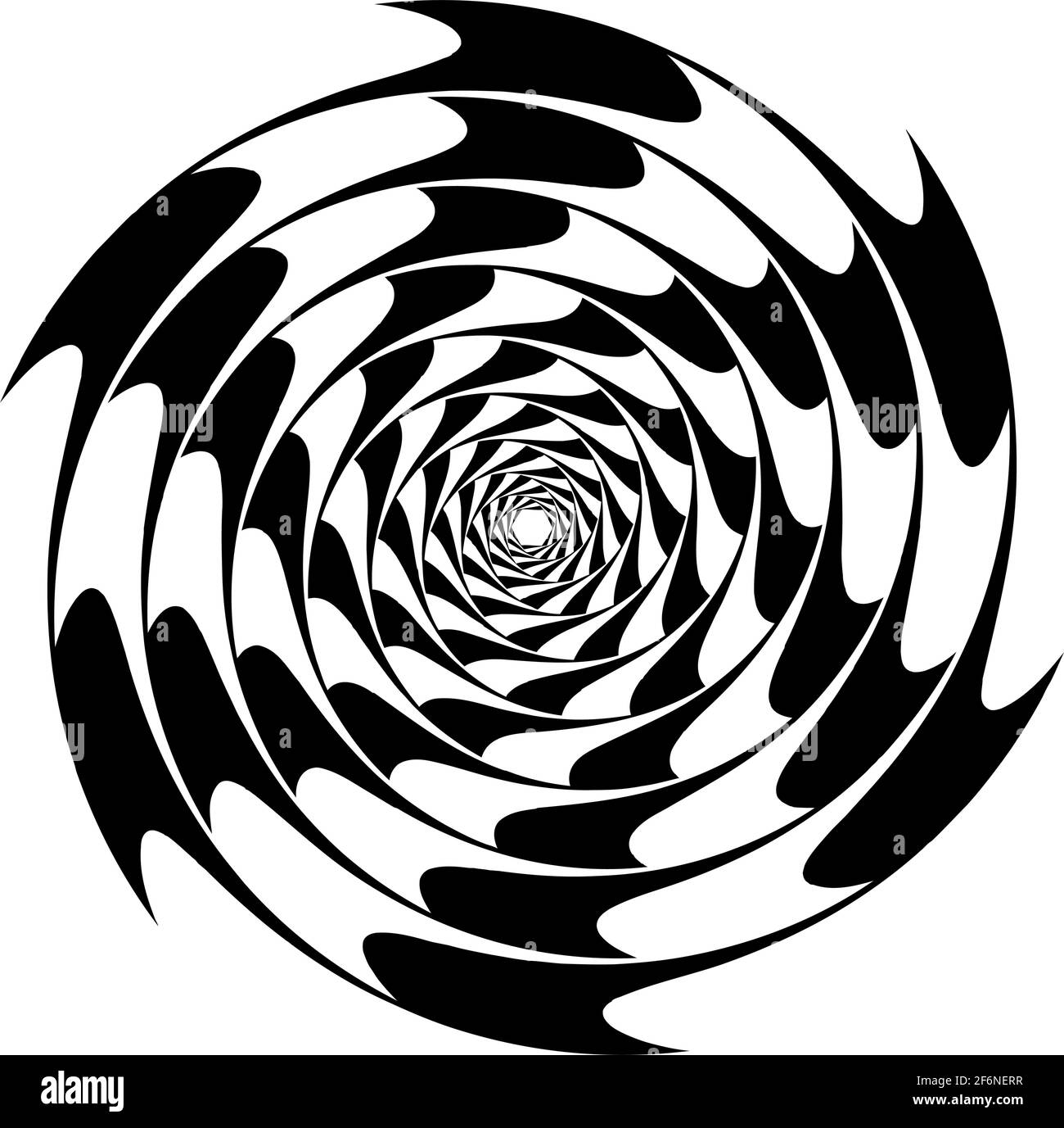 Opart, optical art geometric illustration with rotation, spiral, swirl