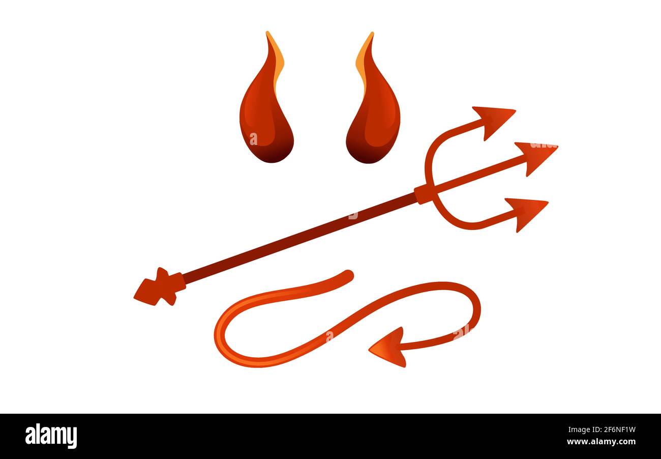 Devil horn and tail red satan trident carnival party head accessory