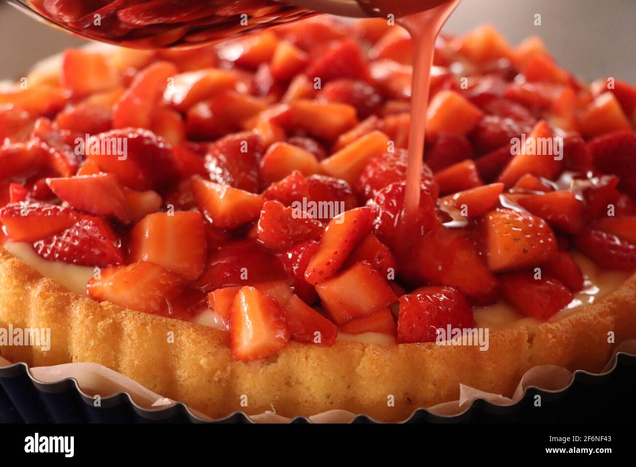 Homemade Strawberry Cake Stock Photo