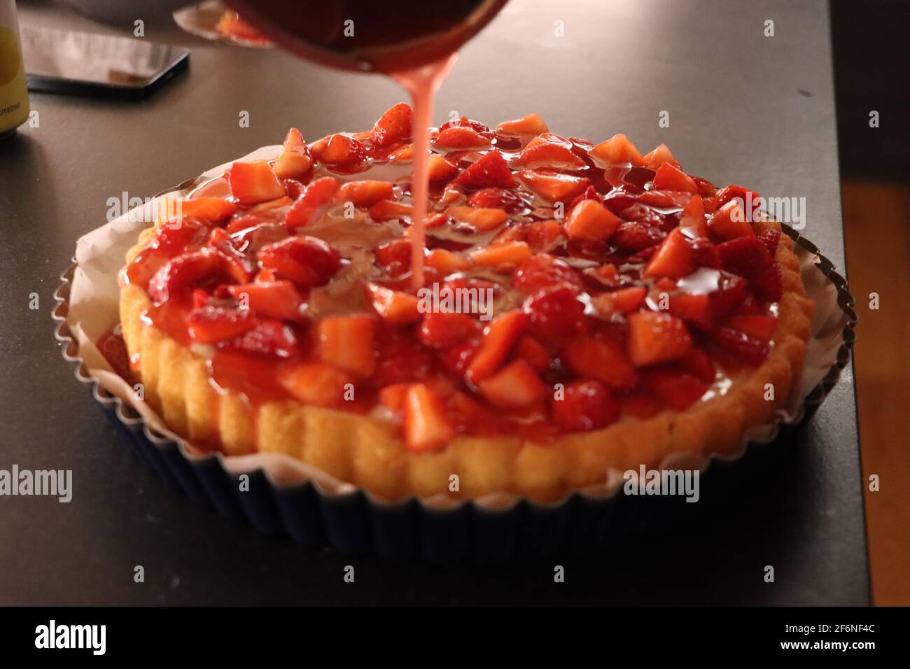 Homemade Strawberry Cake Stock Photo