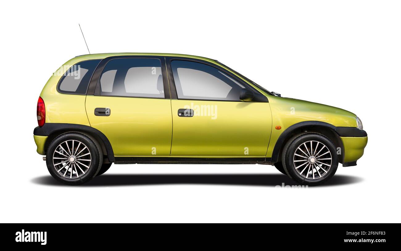 Hatchback city car side view isolated on white background Stock Photo