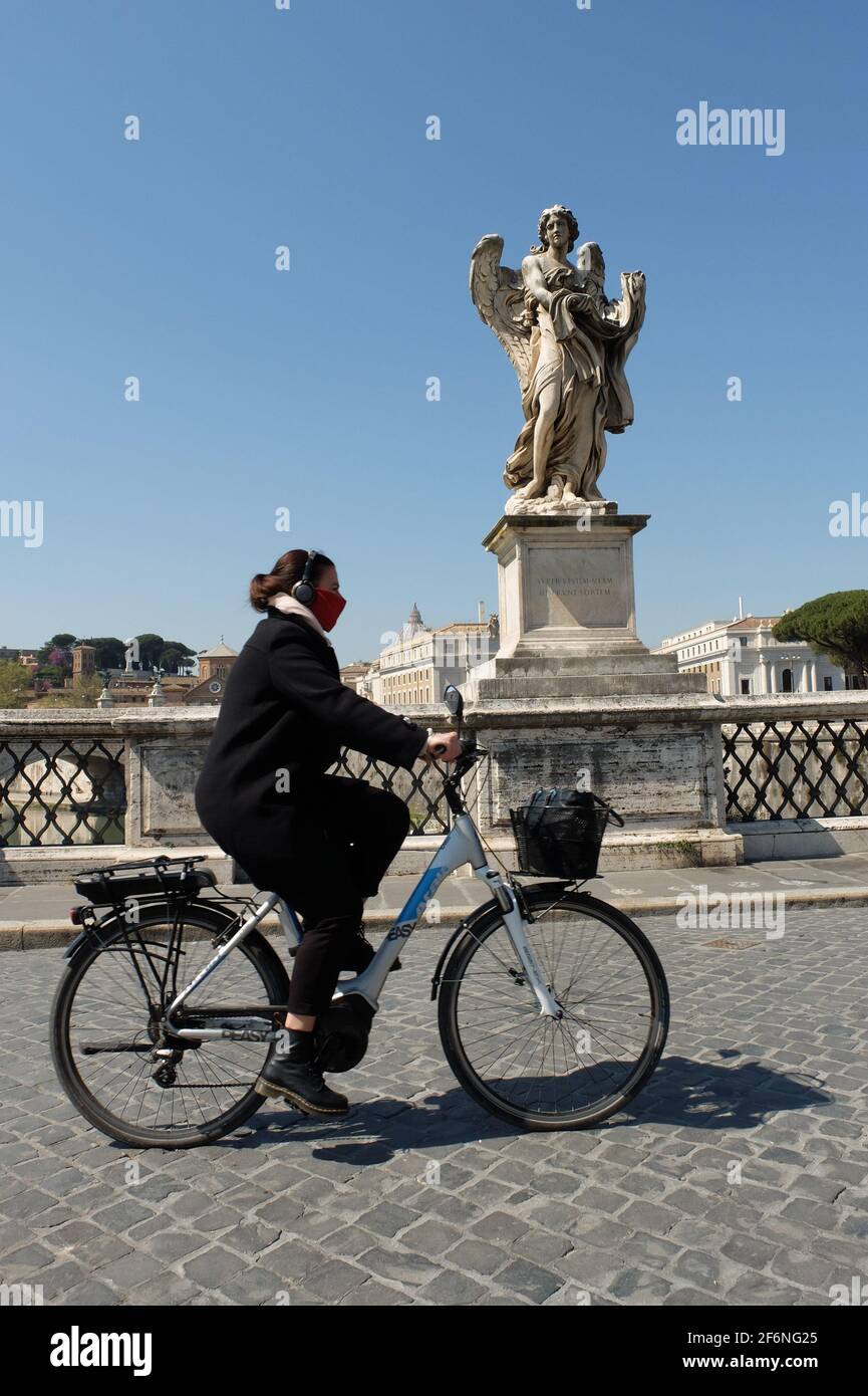 people wearing anti covid face masks in rome italy rome Stock Photo