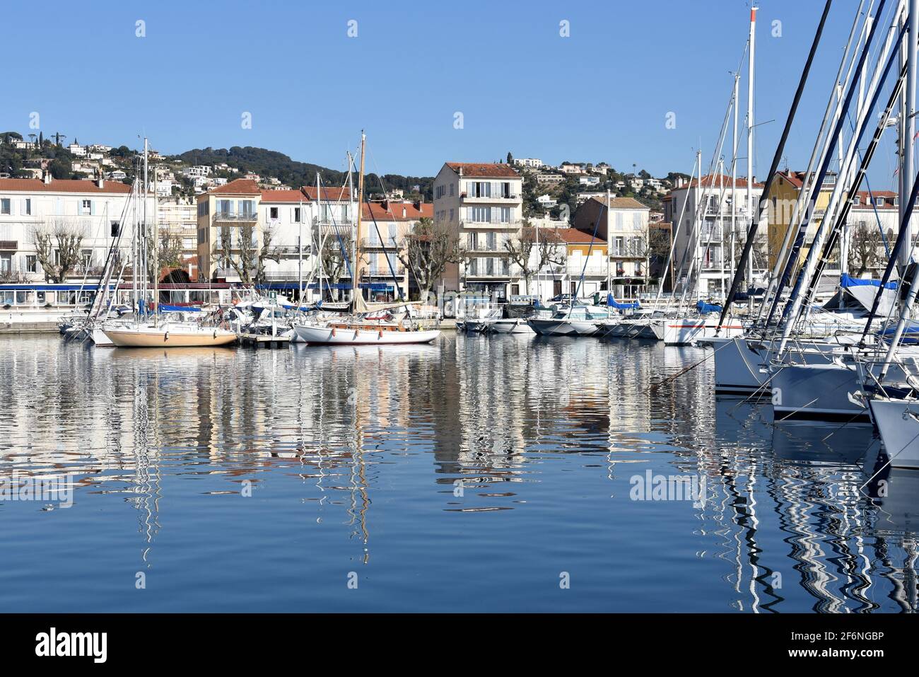 France, french riviera, Golfe Juan, this seaside resort and its marina have been able to keep an authentic character. Stock Photo