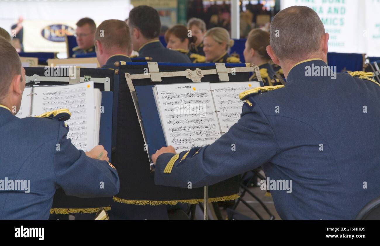 central band of the Royal Air Force playing at the south of England show Stock Photo