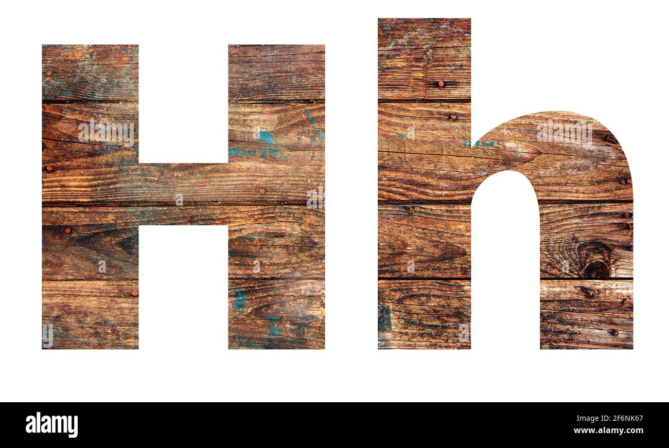 Wooden letters. Letter H. English alphabet isolated on white background ...