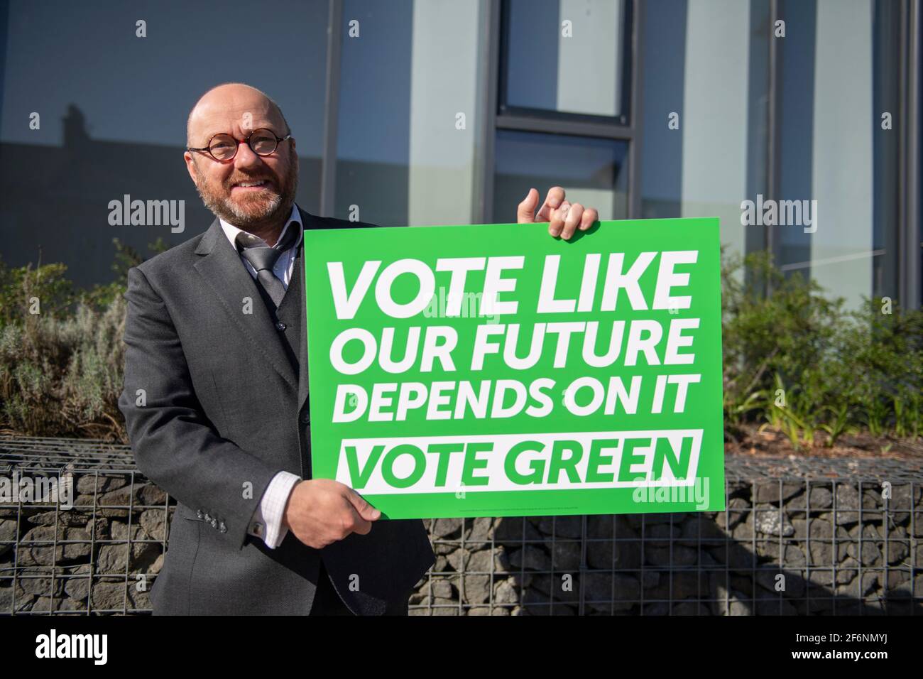 Glasgow, Scotland, UK. 2nd Apr, 2021. PICTURED: Patrick Harvie MSP - Co Leader of the Scottish Green Party. Scottish Green Party co-leader Patrick Harvie will be joined by West Scotland candidate Ross Greer as the party sets out plans to recruit an additional 5,500 teachers. Credit: Colin Fisher/Alamy Live News Stock Photo