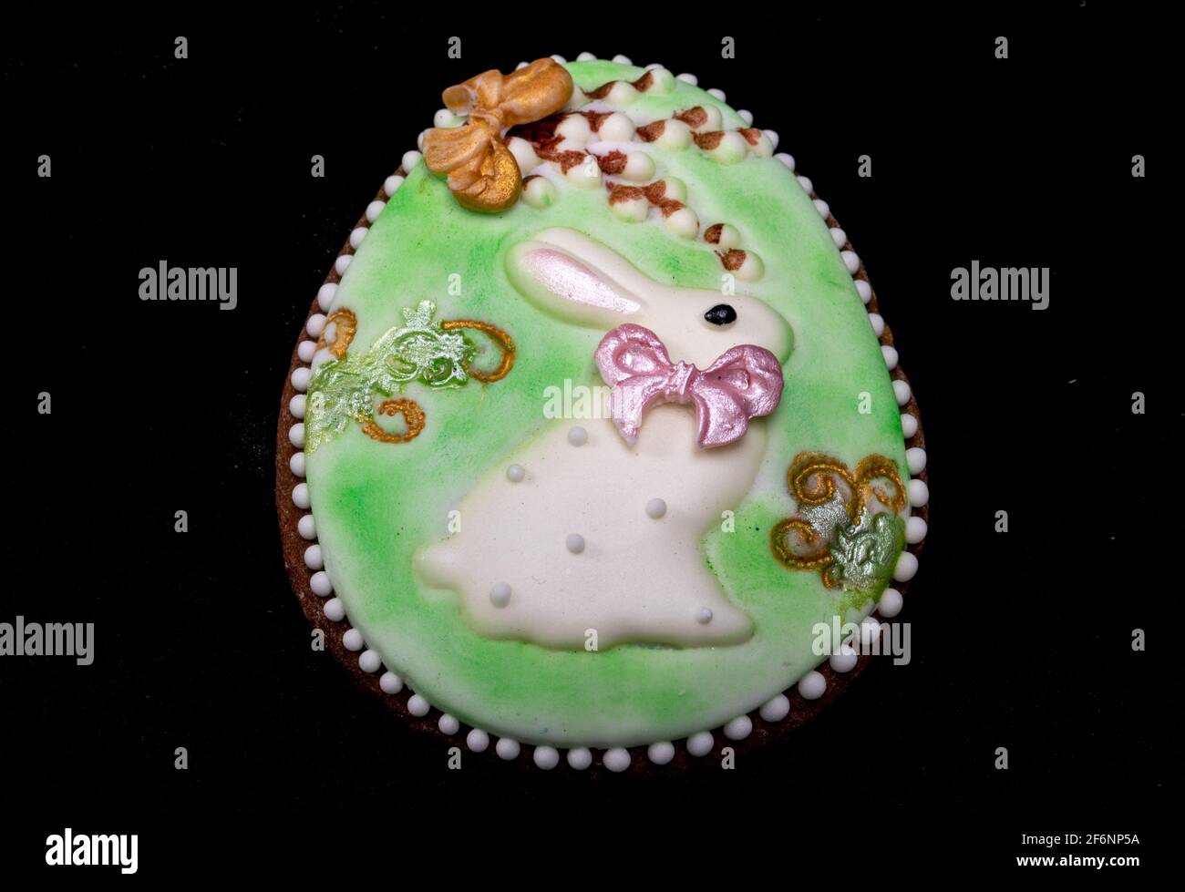 Easter decoration with a white rabbit motif Stock Photo