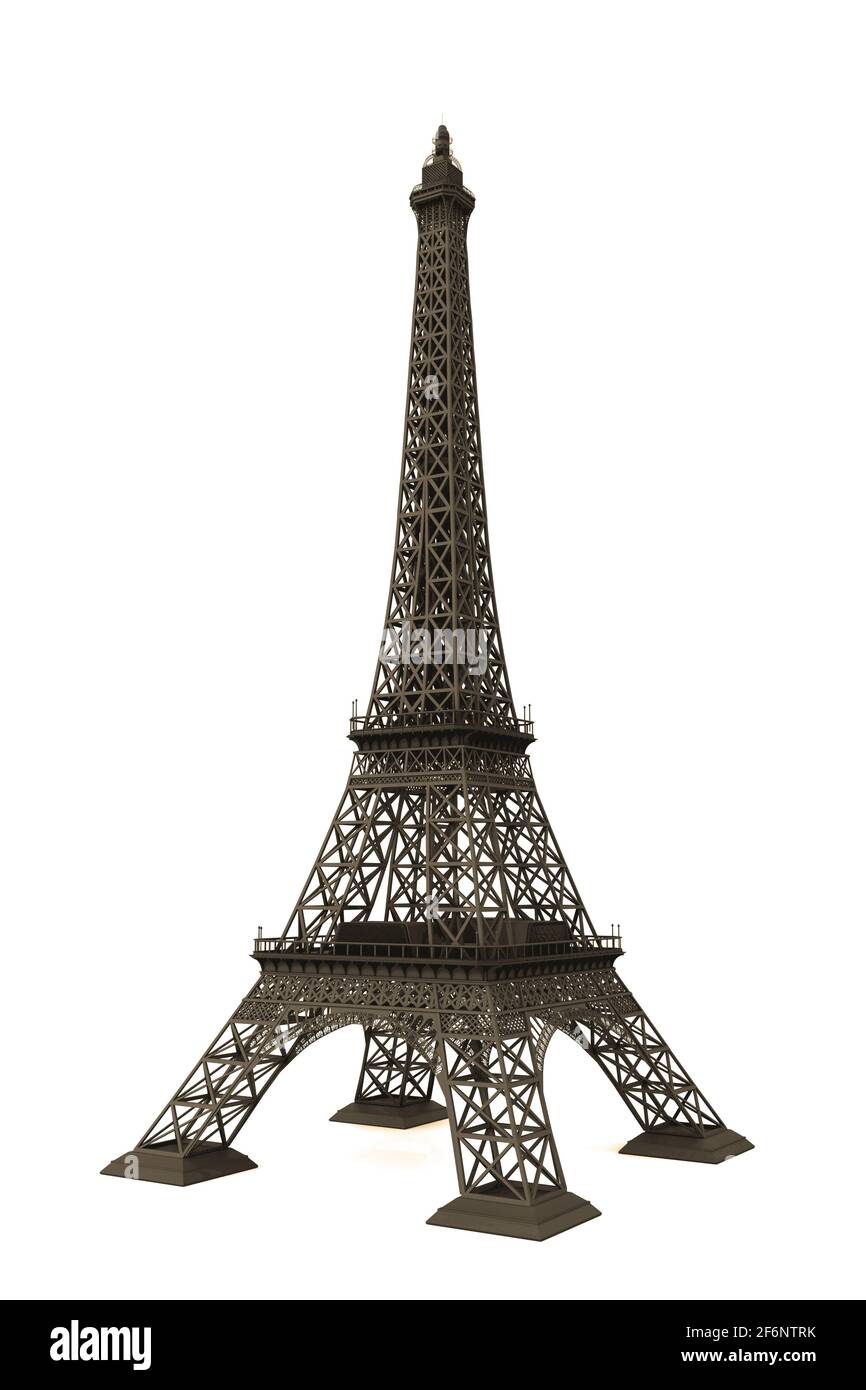 Eiffel Tower isolated on white background 3d illustration Stock Photo ...