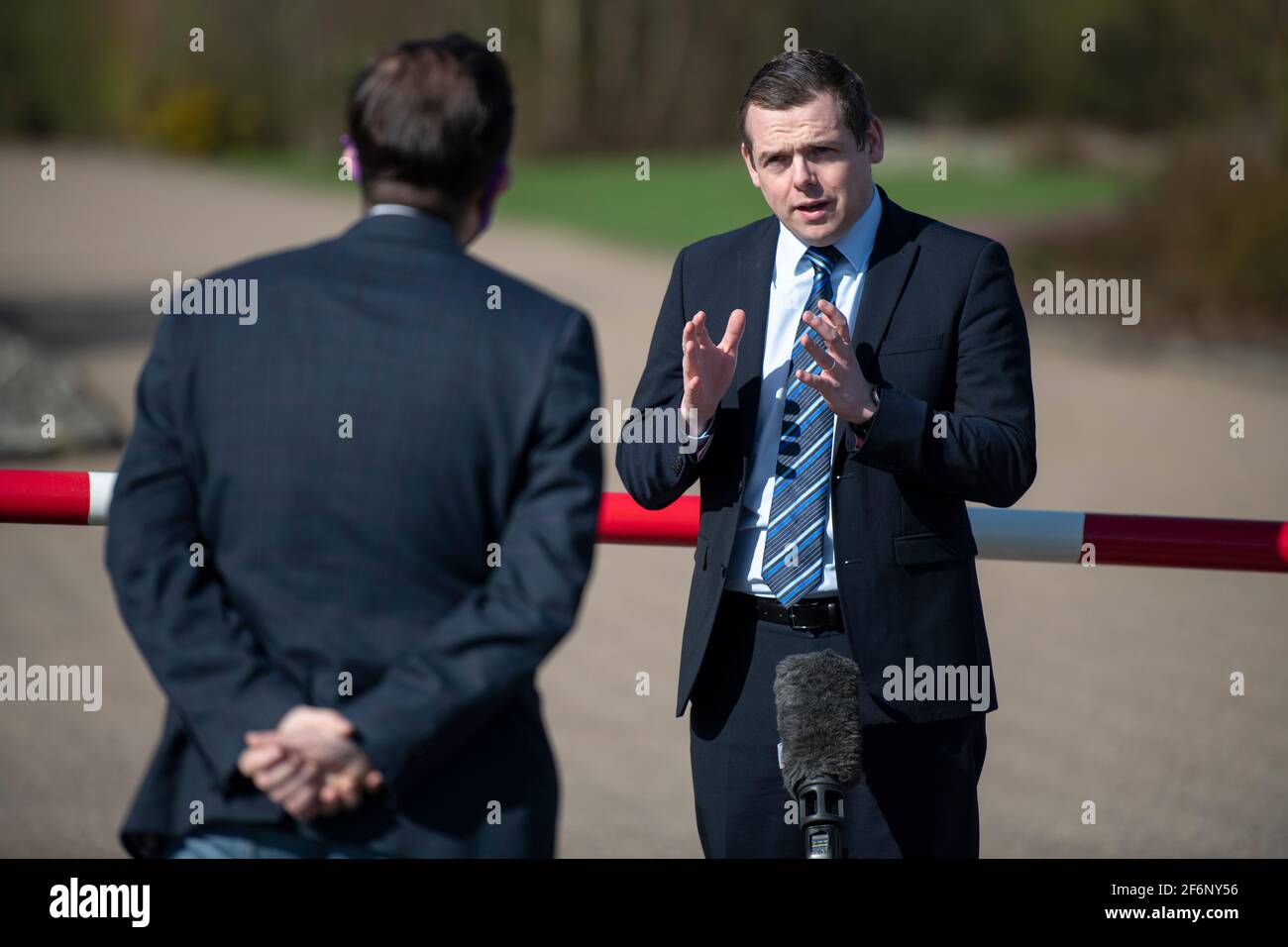 Glasgow, Scotland, UK. 2nd Apr, 2021. PICTURED: Douglas Ross MP, Leader of the Scottish Conservative and Unionist Party. Scottish Conservative proposals for demand-led apprenticeships and expand on the party's plans for a skills revolution as the Scottish Conservative Leader visits Thales Optronics in Glasgow. Credit: Colin Fisher/Alamy Live News Stock Photo