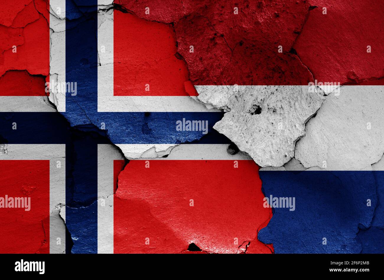 flags of Norway and Netherlands painted on cracked wall Stock Photo - Alamy