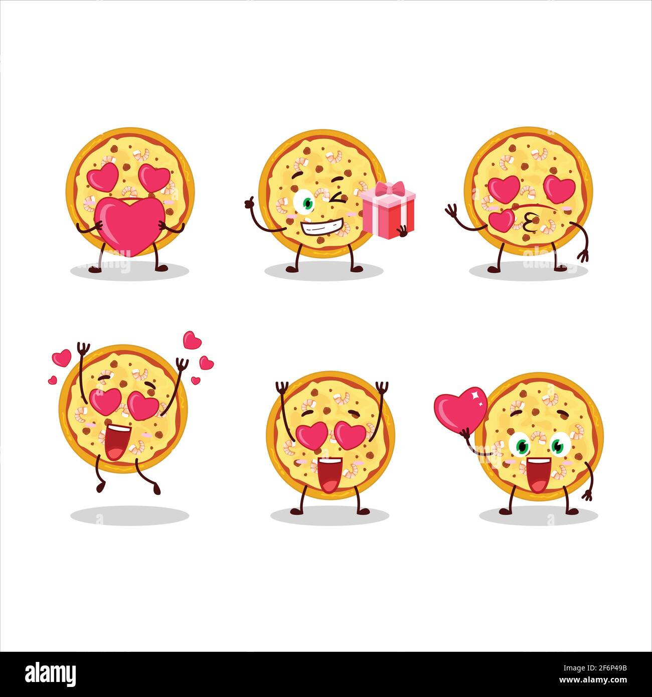 Marinara pizza cartoon character with love cute emoticon. Vector illustration Stock Vector Image