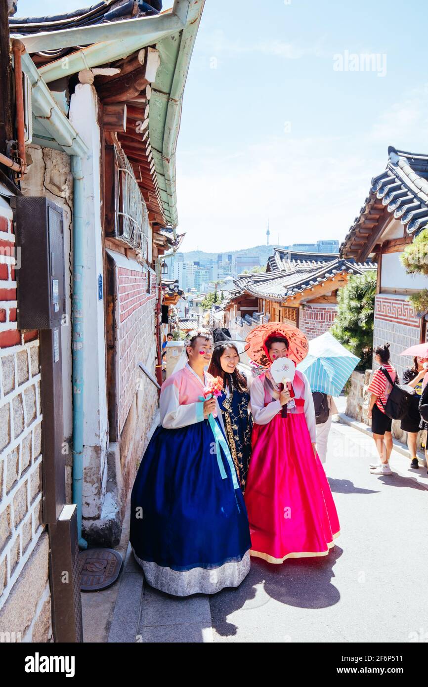 Bukchon Hanok Village in South Korea Stock Photo