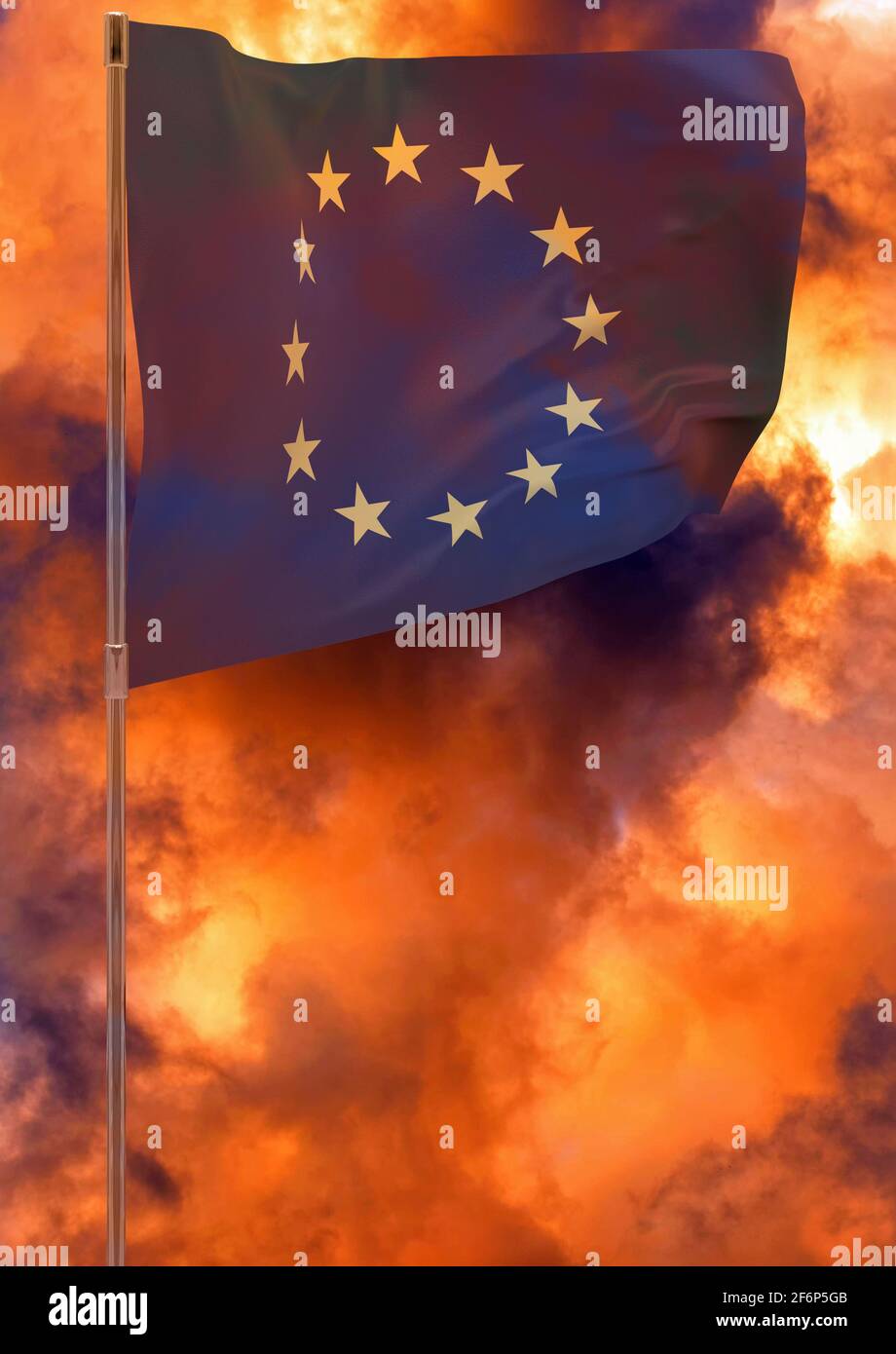 EU flag with sky background. Waving banner. Europe flag Stock Photo Alamy